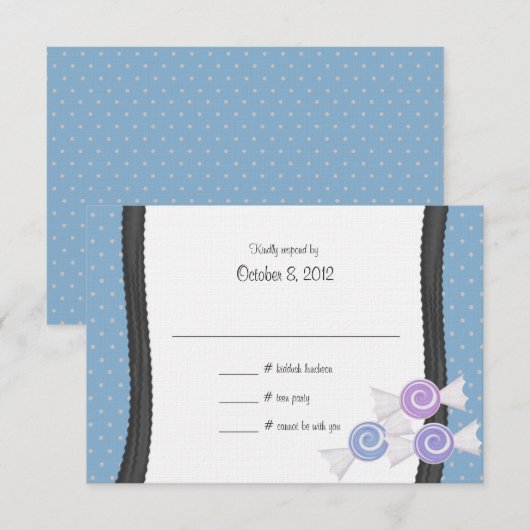 Polka Dots en Snoep RSVP Kaartje (Voorkant / Achterkant)