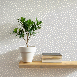 Polka Dots en Spots Cream op Grijs Behang