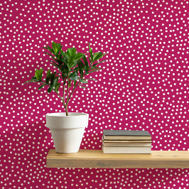 Polka Dots en Spots Cream op Magenta Red Behang