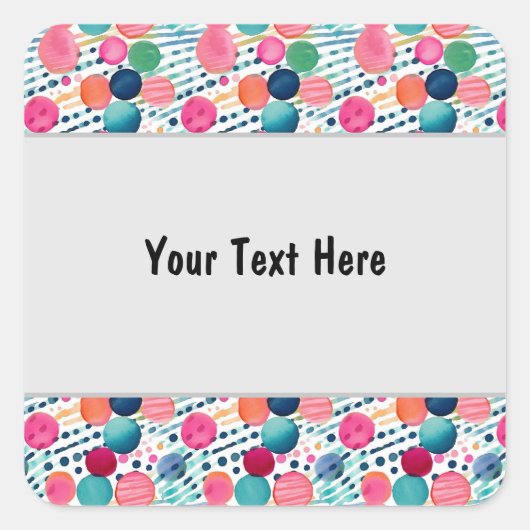 Polka dots en strepen 12 vierkante sticker (Voorkant)