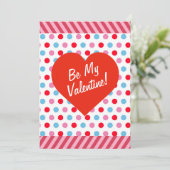 Polka dots en strepen Valentijn Kaart (Staand voorkant)