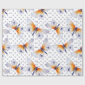 Polka dots en vlinders cadeaupapier (Vlak)