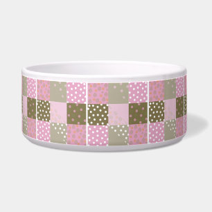 Polka Dots Flowers Brown roze Quilt Voerbakje