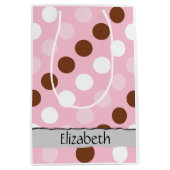 Polka Dots, gebotteld patroon, roze, bruin, Jouw n Medium Cadeauzakje (Voorkant)