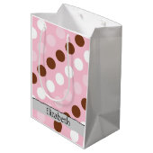 Polka Dots, gebotteld patroon, roze, bruin, Jouw n Medium Cadeauzakje (Achterkant Gekanteld)