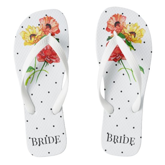 Polka Dots Gele en Rode Bloemen Teenslippers (Voetbed)