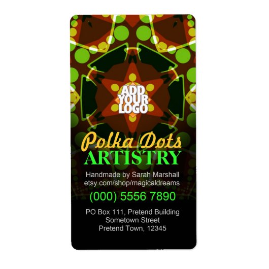 Polka Dots Geometric Star w/Logo Sticker Label (Voorkant)