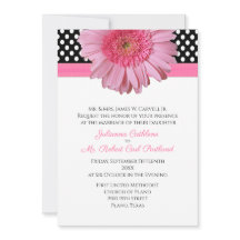 Polka Dots & Gerber Daisy Wedding Invitation