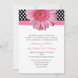 Polka Dots & Gerber Daisy Wedding Invitation Kaart