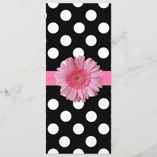 Polka Dots & Gerber Daisy Wedding Table Menu (Achterkant)