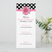 Polka Dots & Gerber Daisy Wedding Table Menu (Staand voorkant)
