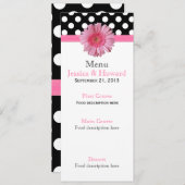Polka Dots & Gerber Daisy Wedding Table Menu (Voorkant / Achterkant)