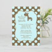 Polka Dots Giraffe Boy Baby shower Uitnodiging (Staand voorkant)