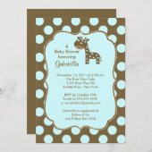 Polka Dots Giraffe Boy Baby shower Uitnodiging (Voorkant / Achterkant)