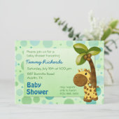 Polka Dots Giraffe - Neutraal Baby shower Kaart (Staand voorkant)