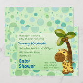 Polka Dots Giraffe - Neutraal Baby shower Kaart (Voorkant / Achterkant)