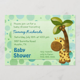 Polka Dots Giraffe - Neutraal Baby shower Kaart