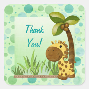Polka Dots Giraffe - Neutraal Baby shower Vierkante Sticker