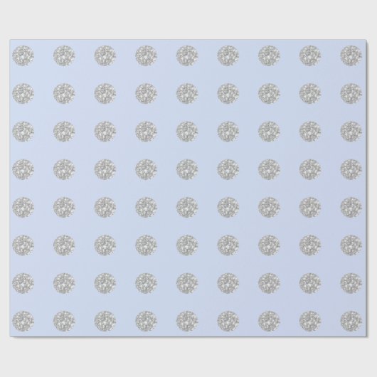 Polka Dots Glitter Blue Silver Baby shower Cadeaupapier (Vlak)