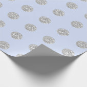 Polka Dots Glitter Blue Silver Baby shower Cadeaupapier (Hoek)