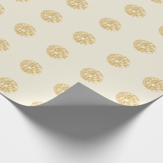 Polka Dots Glitter Creamy Spark Bridal Champaigne Cadeaupapier (Hoek)