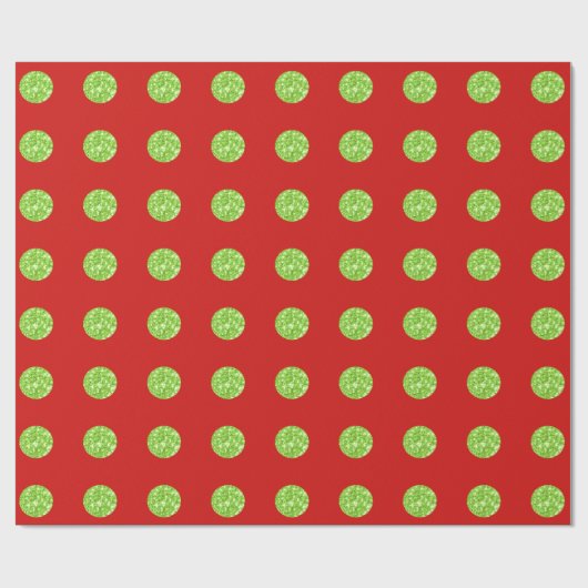 Polka Dots Glitter Mint Spark Red, helder vivid Cadeaupapier (Vlak)