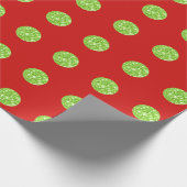Polka Dots Glitter Mint Spark Red, helder vivid Cadeaupapier (Hoek)