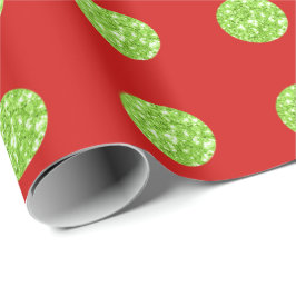 Polka Dots Glitter Mint Spark Red, helder vivid Cadeaupapier