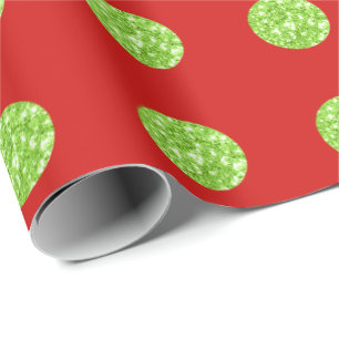 Polka Dots Glitter Mint Spark Red, helder vivid Cadeaupapier