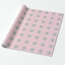 Polka Dots Glitter Pink Rose Silver Bridal Weddens Cadeaupapier