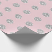 Polka Dots Glitter Pink Rose Silver Bridal Weddens Cadeaupapier (Hoek)