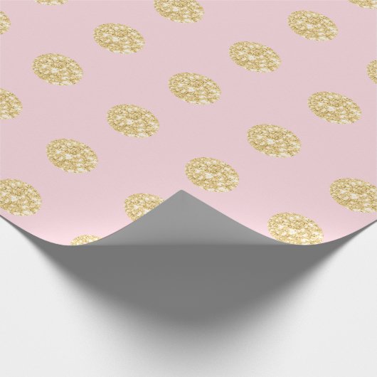 Polka Dots Glitter Pink Spark Bridal Champaigne Cadeaupapier (Hoek)