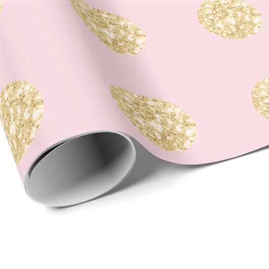 Polka Dots Glitter Pink Spark Bridal Champaigne Cadeaupapier (Rol Hoek)