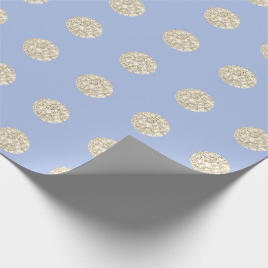 Polka Dots Glitter Sparkly Pastel Blue Ivory Cadeaupapier (Hoek)
