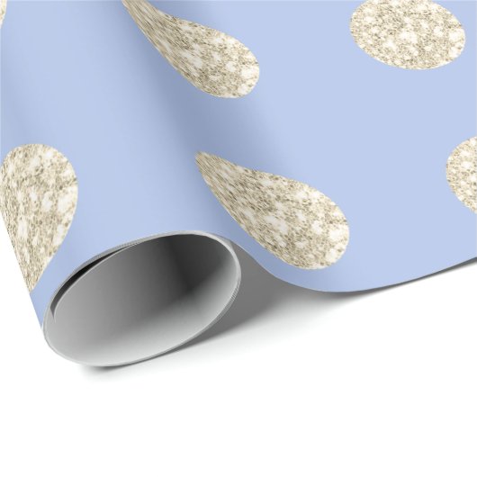 Polka Dots Glitter Sparkly Pastel Blue Ivory Cadeaupapier (Rol Hoek)