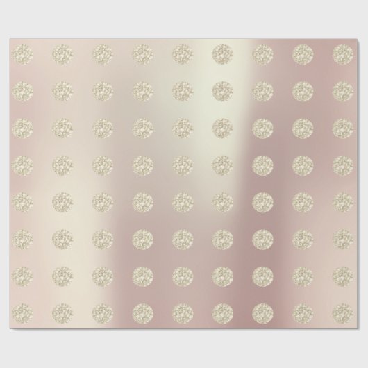 Polka Dots Glitter Sparkly Pearl Roos Pastel Ivory Cadeaupapier (Vlak)