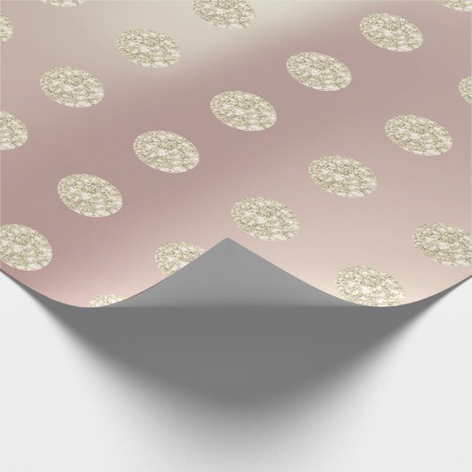 Polka Dots Glitter Sparkly Pearl Roos Pastel Ivory Cadeaupapier (Hoek)
