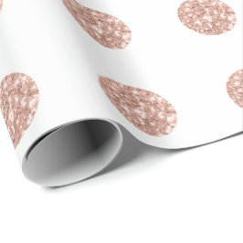 Polka Dots Glitter Wit Vonk Roze Bruids Blush Cadeaupapier