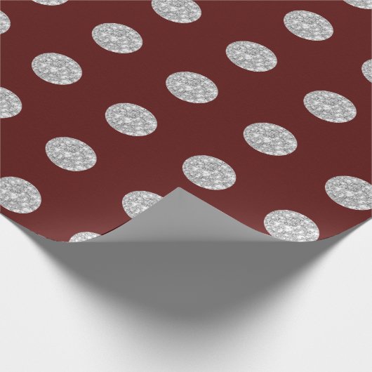 Polka Dots Glitter Zilver Grijs Grijs Bourgogne Ma Cadeaupapier (Hoek)