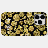 Polka Dots Gold en Black Persoonlijke naam Case-Mate iPhone Case (Achterkant (horizontaal))