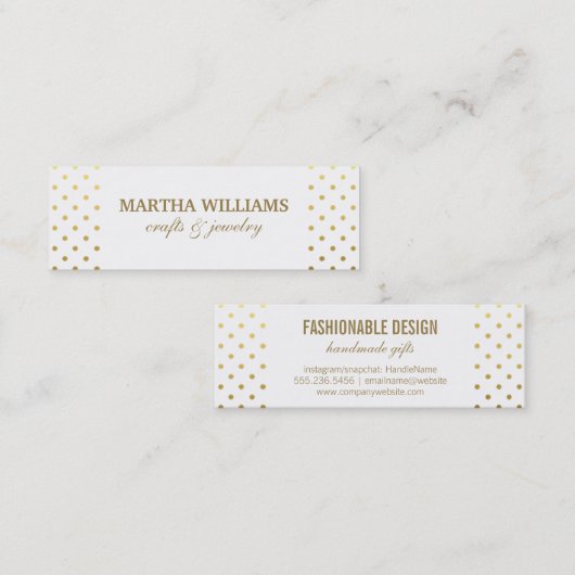 Polka Dots Gold Mini Visitekaartje (Voorkant / Achterkant)