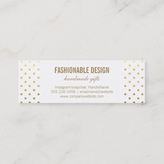 Polka Dots Gold Mini Visitekaartje (Achterkant)