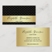 Polka Dots Golden Black Stijlvol Modern Glam Fancy Visitekaartje (Voorkant / Achterkant)