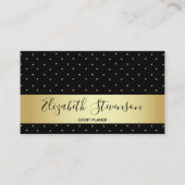 Polka Dots Golden Black Stijlvol Modern Glam Fancy Visitekaartje (Voorkant)