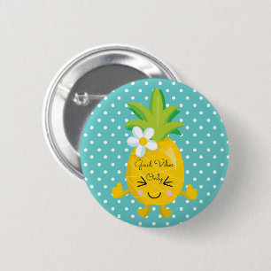 Polka Dots Good Vibes Only Pineappel Ronde Button 5,7 Cm