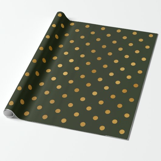 Polka Dots Goud Groen Cali Woodland Salvia Cadeaupapier (Uitgerold)
