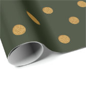 Polka Dots Goud Groen Cali Woodland Salvia Cadeaupapier (Rol Hoek)