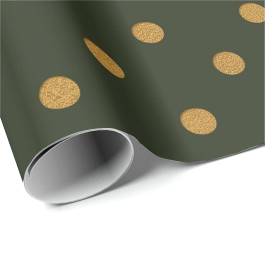Polka Dots Goud Groen Cali Woodland Salvia Cadeaupapier (Rol Hoek)
