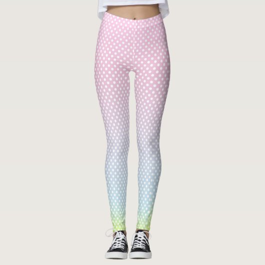 Polka Dots gradiënt roze blauwe gele Leggings (Voorkant)