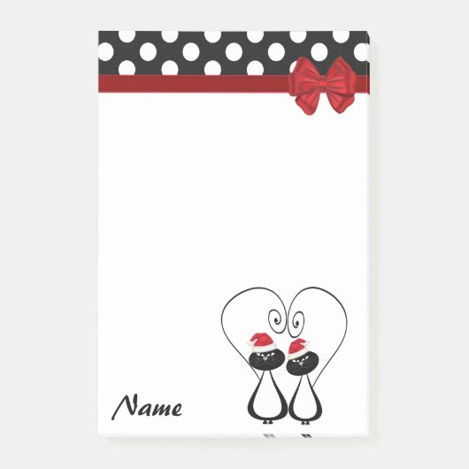Polka dots grappig Santa cat paar monogram Post-it® Notes (Voorkant)